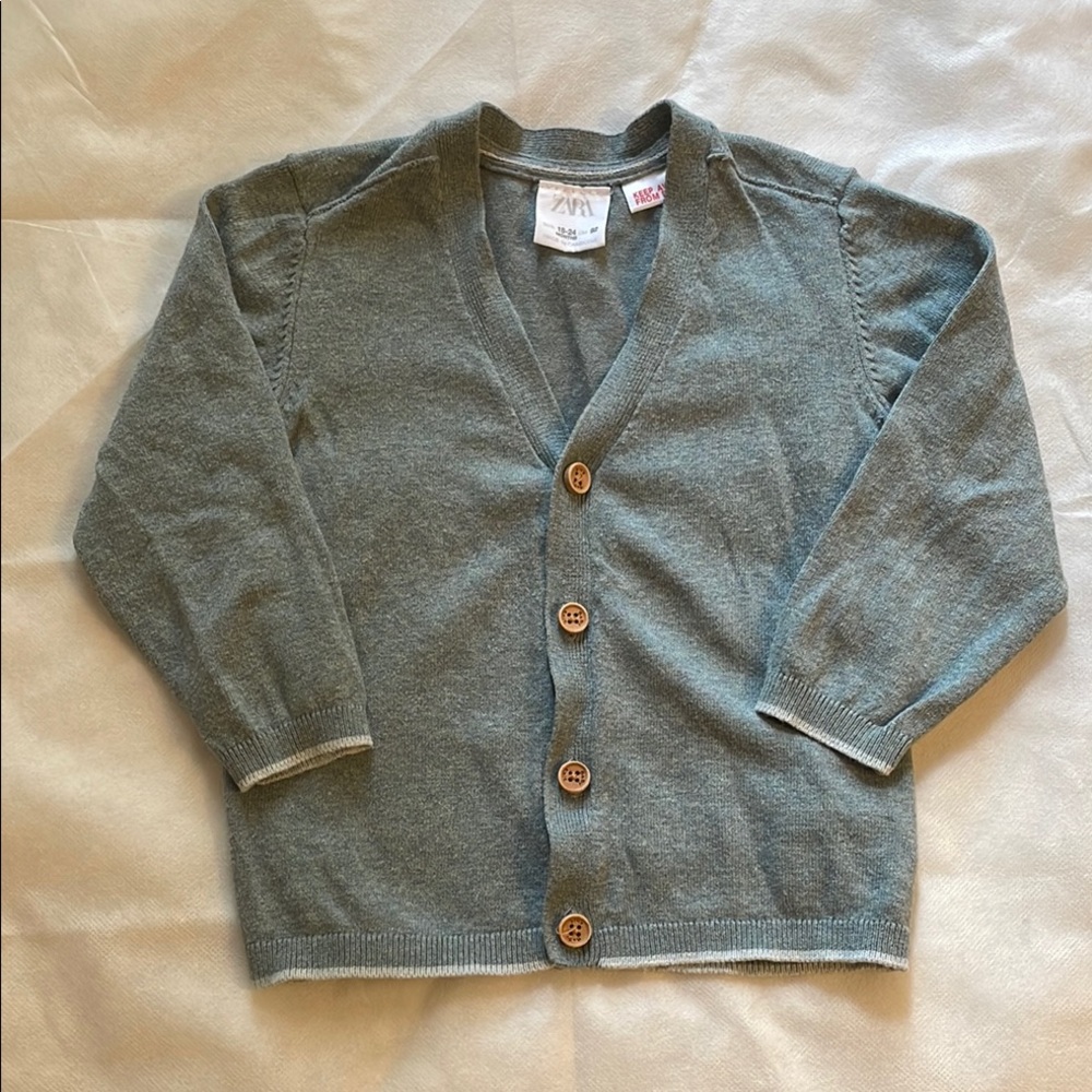 Zara green Cardigan Sweater V-Neck Knit